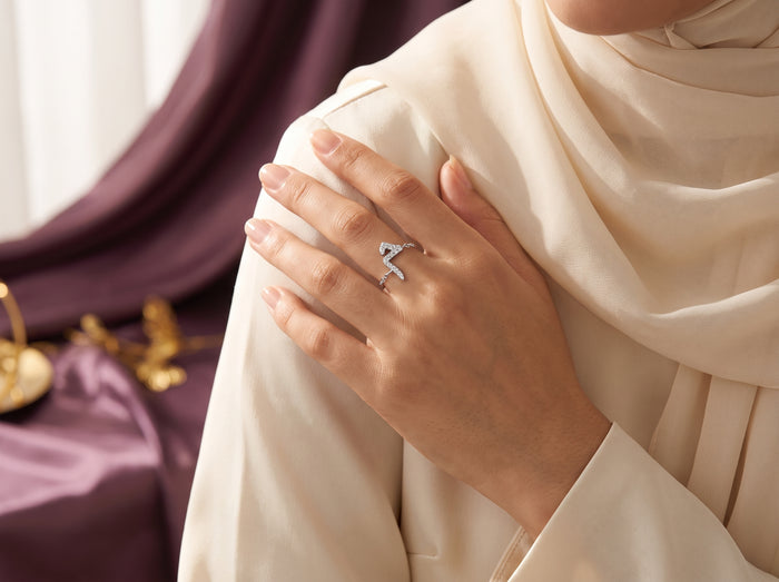 Arabische Letter Ring Zilver & Goud | Gepersonaliseerd Islamitisch Sieraad | Shahzadi