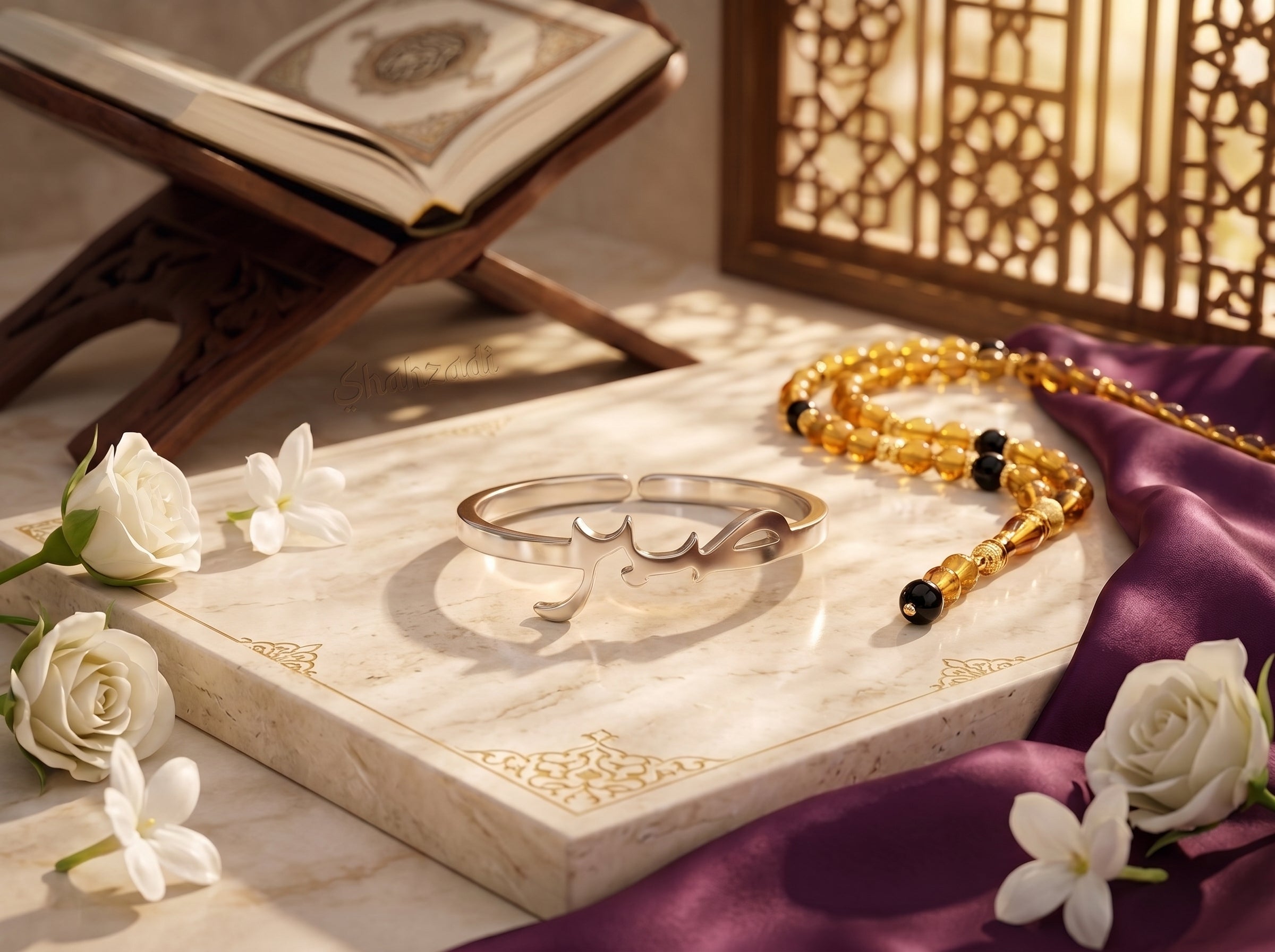 Islamitische symbool ring platina islamitisch sieraad dames