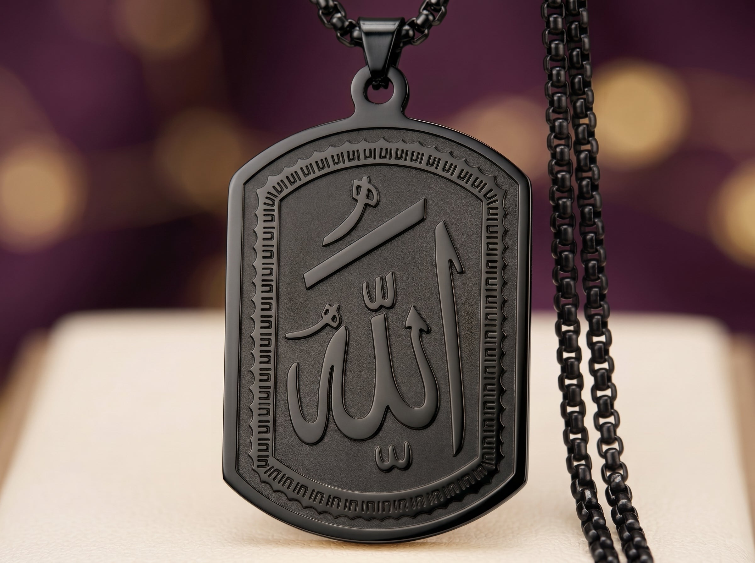 Koranpatroon ketting achterkant islamitisch sieraad