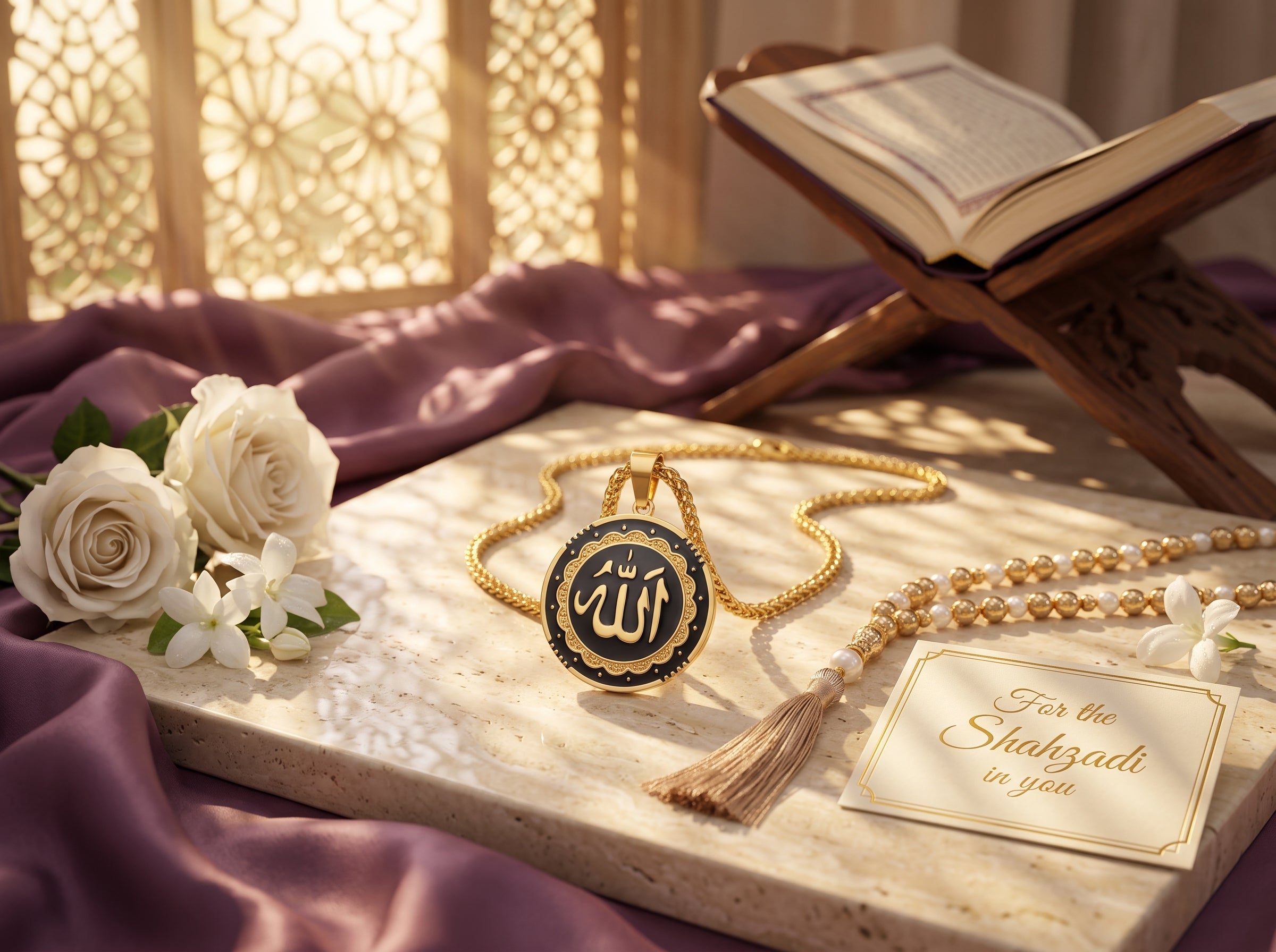Allah hanger goud zonder ketting titanium staal islamitisch