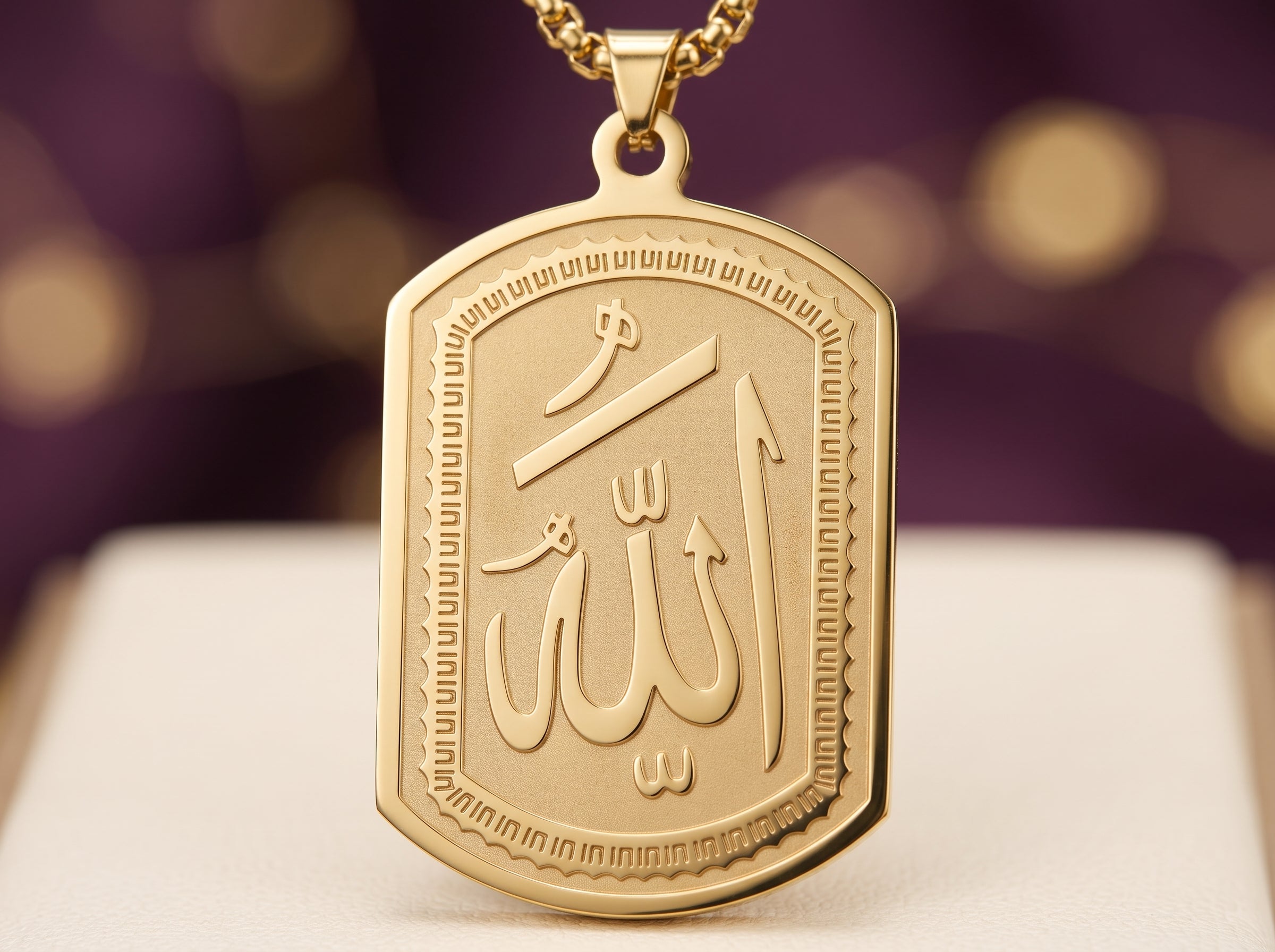 Koranpatroon ketting zilver gedragen islamitisch sieraad
