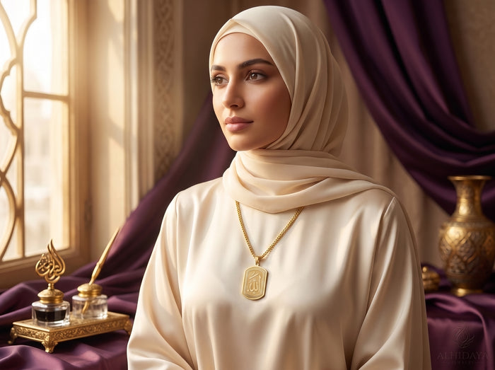 Koranpatroon Ketting | Arabische Kalligrafie Sieraad | Goud & Zilver | Shahzadi