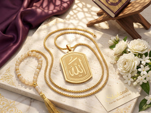 Koranpatroon ketting goud detail arabische kalligrafie sieraad