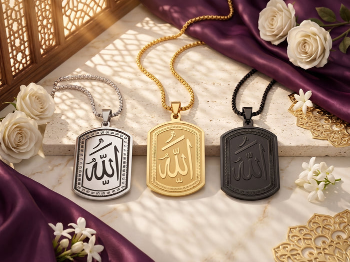 Koranpatroon Ketting | Arabische Kalligrafie Sieraad | Goud & Zilver | Shahzadi